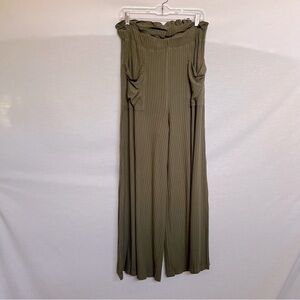 FP Movement by Free People Olive Green Ribbed Wide Leg Pants